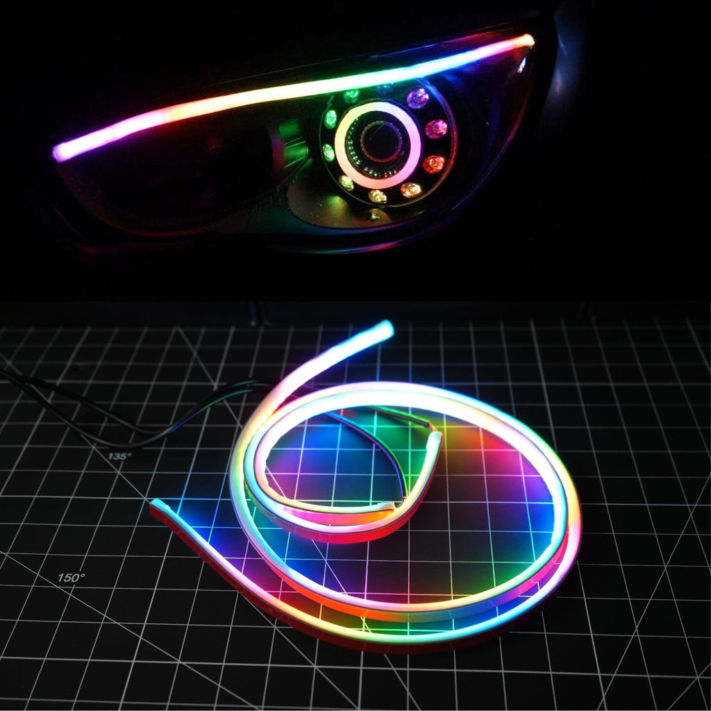 RGB Halo Kits G6 | P2 - BX2 Universal Flexible DRL Tube Diffused Strips | Multicolor
