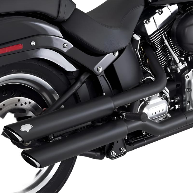 Vance & Hines HD Softail 07-17 Fatboy Twin Slash Chrome Slip-On Exhaust-Motorcycle Slip-On-Vance and Hines-46343-