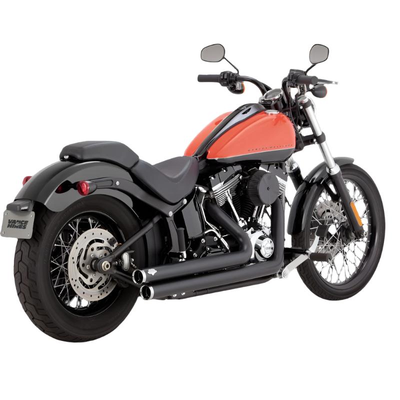Vance & Hines HD Softail 18-22 Bigshts Staggered Black PCX Full System Exhaust-Powersports Exhausts-Vance and Hines-47341-