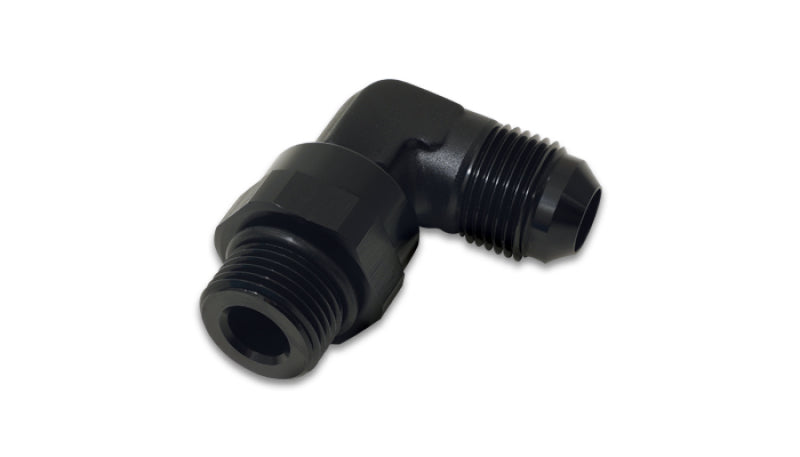 Vibrant -12AN Male Flare to Male -12AN ORB Swivel 90 Degree Adapter Fitting - Anodized Black - Black Ops Auto Works