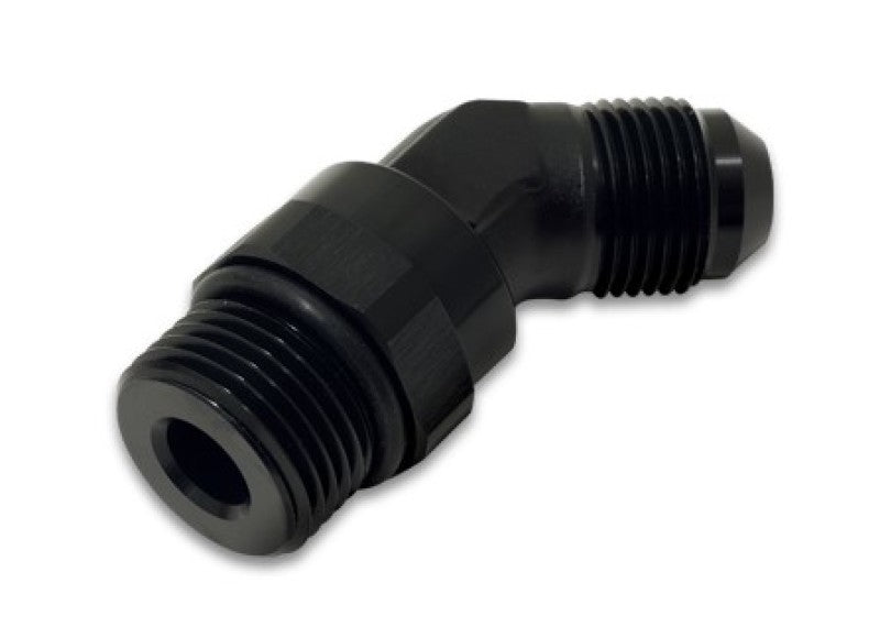 Vibrant -12AN Male to Male -12AN Straight Cut 45 Degree Adapter Fitting - Anodized Black - Black Ops Auto Works