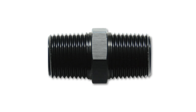 Vibrant 1/2in NPT x 1/2in NPT Straight Union Pipe Adapter Fitting - Aluminum - Black Ops Auto Works