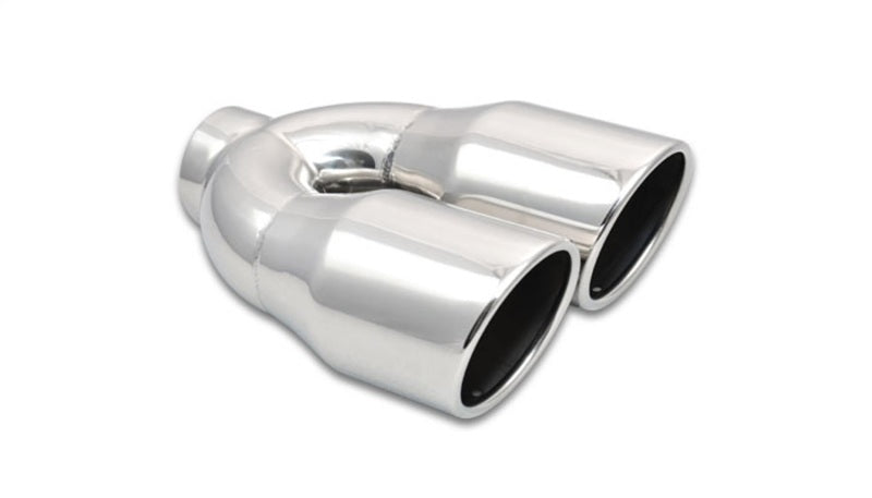 Vibrant 2.5in ID Dual 3.5in OD Round SS Exhaust Tip (Single Wall Angle Cut) - Black Ops Auto Works