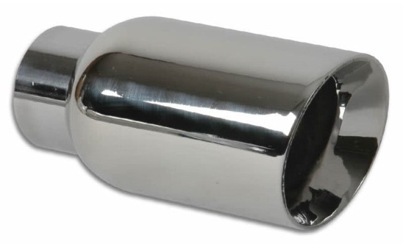Vibrant 2.5in ID Single 4in OD Round SS Exhaust Tip (Double Wall Angle Cut) - Black Ops Auto Works