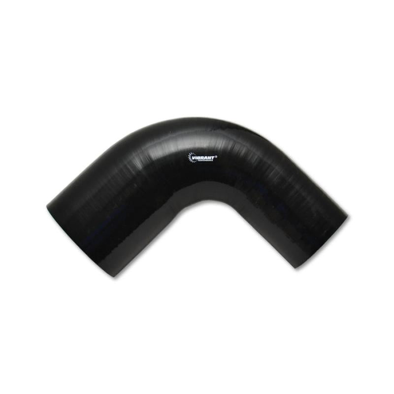 Vibrant 2.75in ID x 3.5in ID x 4in Long Gloss Black Silicone 90 Degree Transition Elbow Vibrant VIB19794