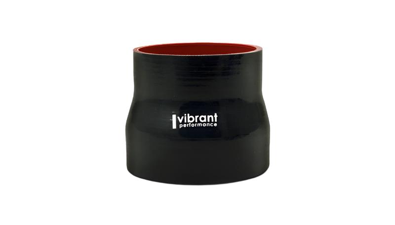 Vibrant 3.5in I.D. x 4.250in I.D. x 4.5in Long 4 Ply Gloss Black Silicone Transition Hose - Black Ops Auto Works
