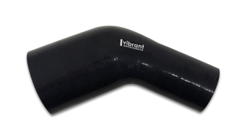 Vibrant 3in ID x 3.50in ID Gloss Black Silicone 45 Degree Transition Elbow - Black Ops Auto Works