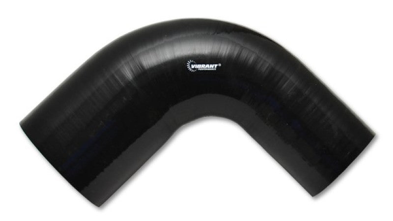 Vibrant 3in ID x 3.5in ID x 4in Long Gloss Black Silicone 90 Degree Transition Elbow - Black Ops Auto Works