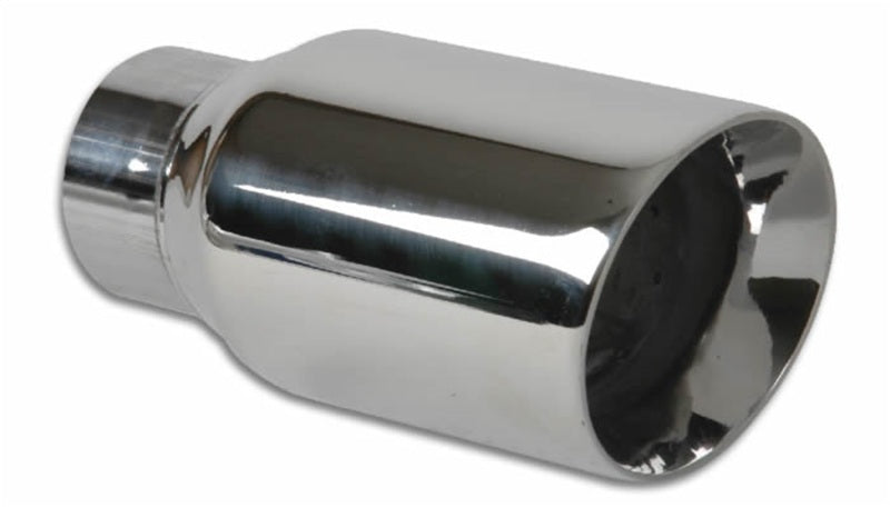 Vibrant 3in Round SS Exhaust Tip (Double Wall Angle Cut Beveled Outlet) - Black Ops Auto Works
