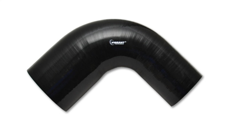 Vibrant 4 Ply Reinforced Silicone 90 degree Transition Elbow - 2.5in I.D. x 2.75in I.D. (BLACK) - Black Ops Auto Works
