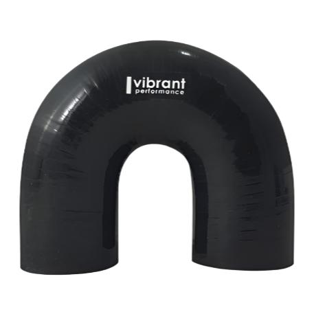 VIB19662-Vibrant 4 Ply Reinforced Silicone Elbow Connector - 2in ID x 5.50in Leg 180 Deg Elbow (BLACK)-Silicone Couplers & Hoses-Vibrant