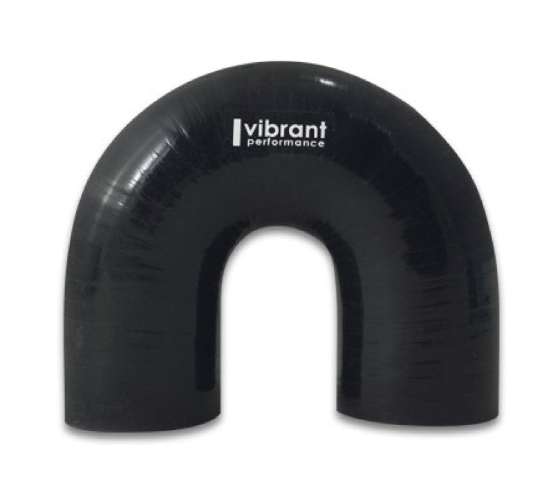 Vibrant 4 Ply Reinforced Silicone Elbow Connector - 3in ID x 4.25in Leg 180 Deg Elbow (BLACK) - Black Ops Auto Works