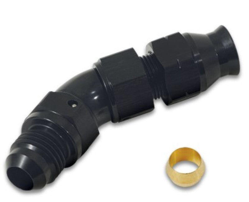 Vibrant 45 Degree 3/8in Tube to Male -6AN Flare Adapter w/ Olive Inserts - Black Ops Auto Works
