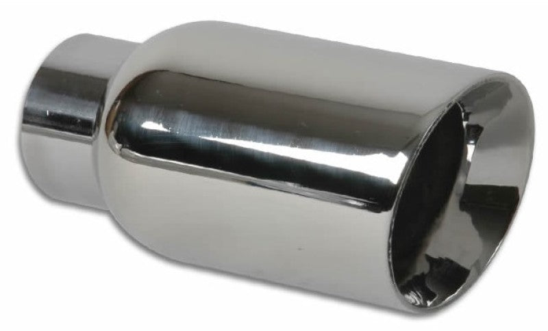 Vibrant 4in OD Round SS Exhaust Tip (Double Wall Angle Cut Beveled Outlet) 3in. ID Inlet - Black Ops Auto Works
