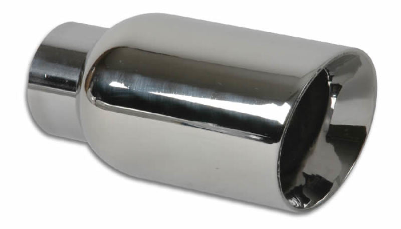 Vibrant 4in OD Round SS Exhaust Tip (Double Wall Angle Cut Beveled Outlet) 3in. ID Inlet - Black Ops Auto Works
