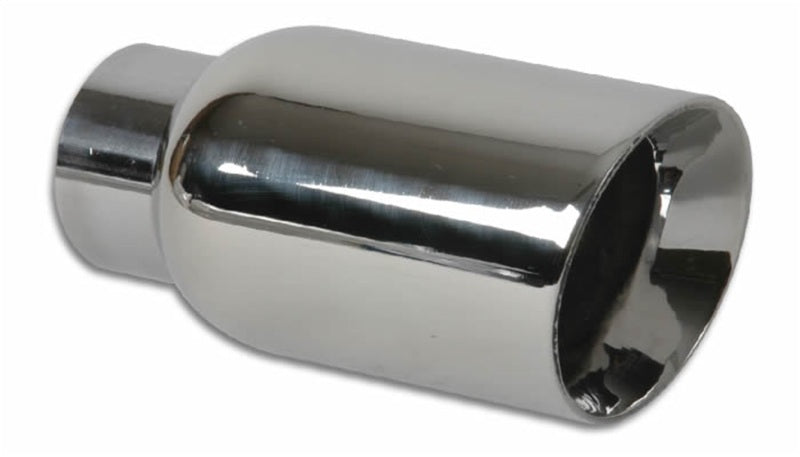 Vibrant 4in Round SS Exhaust Tip (Double Wall Angle Cut Beveled Outlet) - Black Ops Auto Works