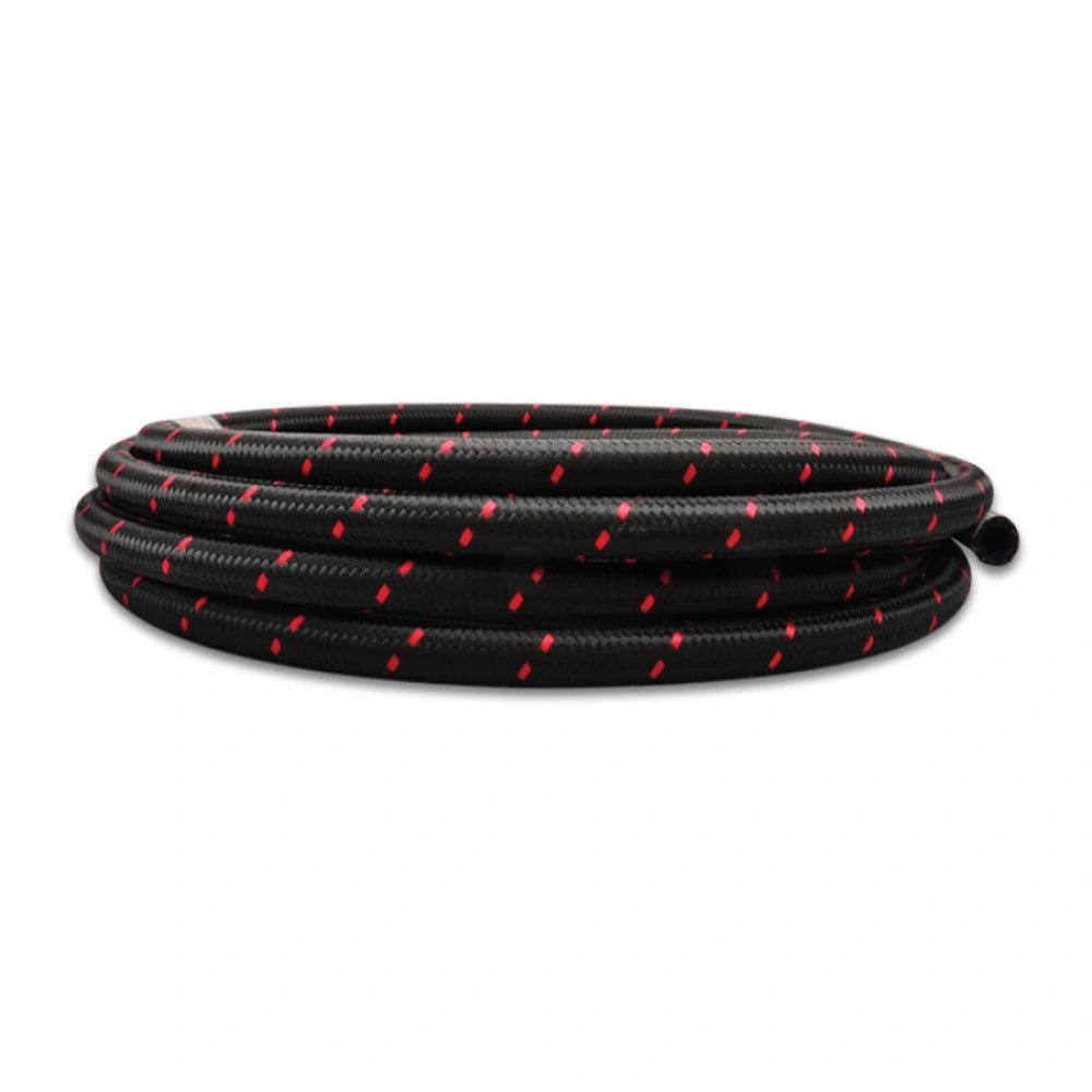 Vibrant -6 AN Two-Tone Black/Red Nylon Braided Flex Hose (10 foot roll) - Black Ops Auto Works