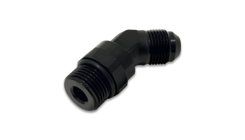Vibrant -6AN Male Flare to Male -8AN ORB Swivel 45 Degree Adapter Fitting - Anodized Black - Black Ops Auto Works