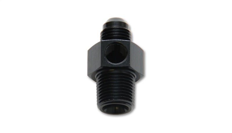 Vibrant -6AN Male to 3/8in NPT Male Union Adapter Fitting w/ 1/8in NPT Port - Black Ops Auto Works