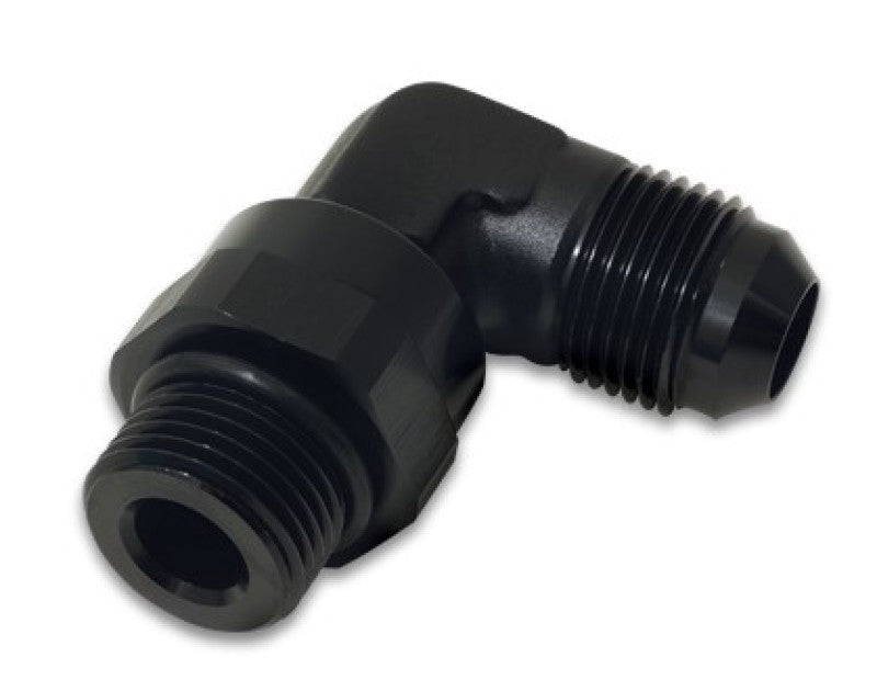 Vibrant -8AN Male Flare to Male -6AN ORB Swivel 90 Degree Adapter Fitting - Anodized Black - Black Ops Auto Works