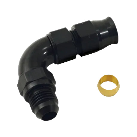 Vibrant 90 Degree 1/2in Tube to Male -8AN Flare Adapter w/ Olive Inserts Vibrant VIB16588
