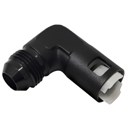 Vibrant 90 Degree Aluminum AN to Female Quick Connect -8AN - 0.375in Hose Size - Black Ops Auto Works