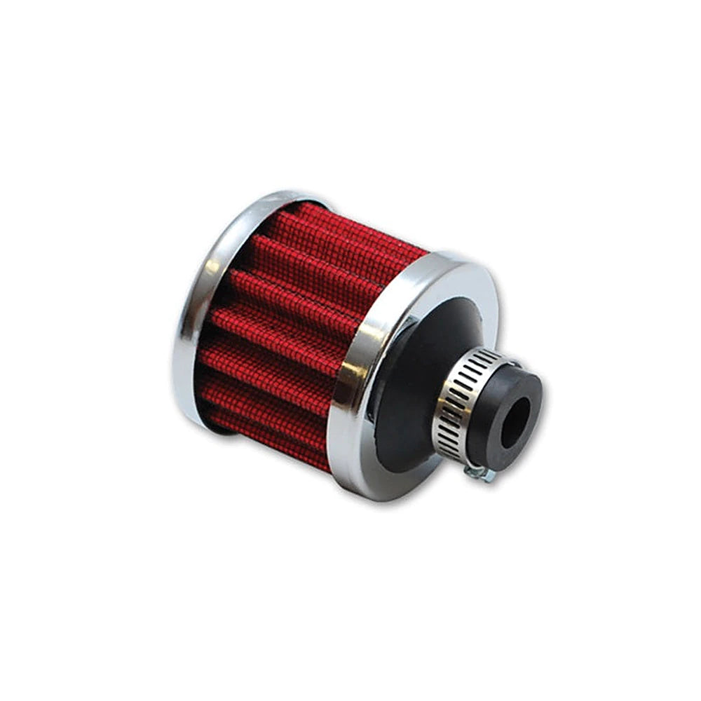 Vibrant Crankcase Breather Filter w/Chrome Cap 2 1/8in 55mm Cone ODx2 5/8in 68mm Tallx5/8in 15mm ID - Black Ops Auto Works