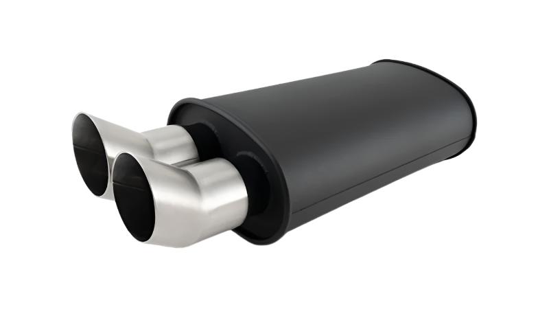 VIB12331-Vibrant Flat Blk Muffler 9x5x15in Body 3in Inlet ID 3in Tip OD w/Dual DTM Cut Tips-Muffler-Vibrant