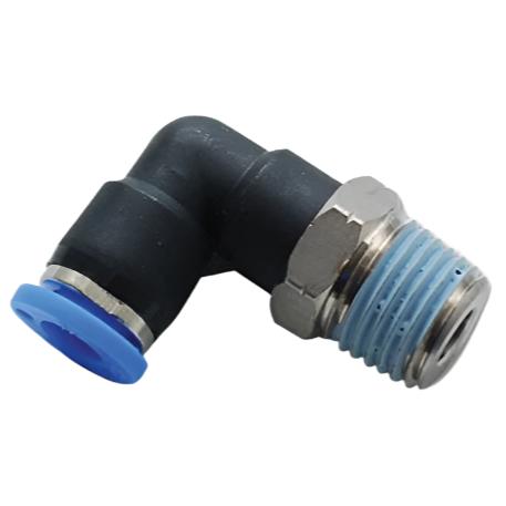 Vibrant Male Elbow Pneumatic Vacuum Fitting (1/8in NPT Thread) - for use with 1/4in (6mm) OD tubing - Black Ops Auto Works