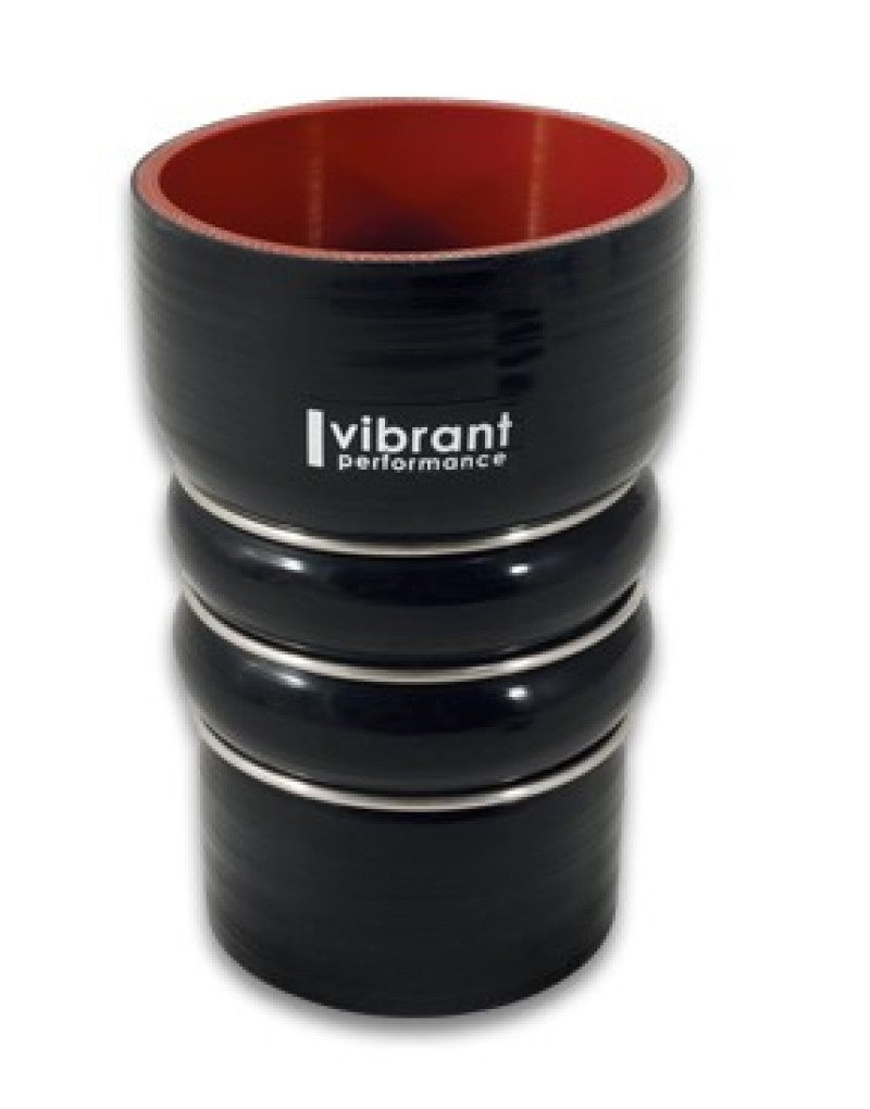 Vibrant Silicone Coupling 4 Ply Aramid CAC Transition Hose 3.25in x 3in Inlet/Outlet - Black - Black Ops Auto Works