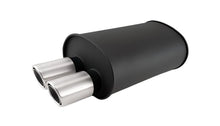 Load image into Gallery viewer, VIB12316-Vibrant STREETPOWER Blk Oval Muffler w/Dual Offset Tip 3in Inlet ID 3in Tip OD 9.5in x 6.75in x 15in-Muffler-Vibrant