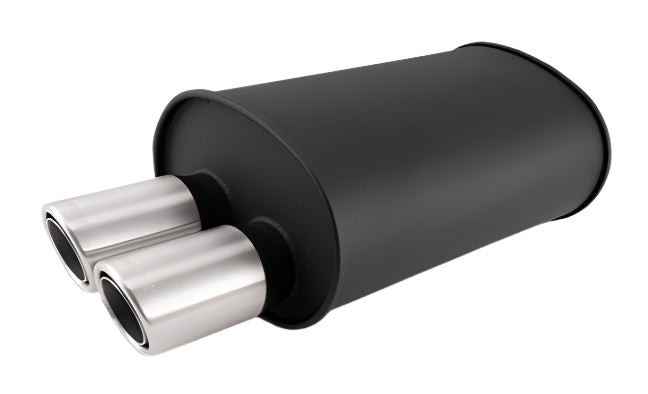 Vibrant Streetpower Flat Blk Muffler 2.5in Inlet 3in Dual Tip 12315 - Primary
