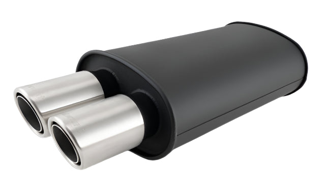 Vibrant Streetpower Flat Blk Muffler 2.5in Inlet 3in Dual Tip 12310