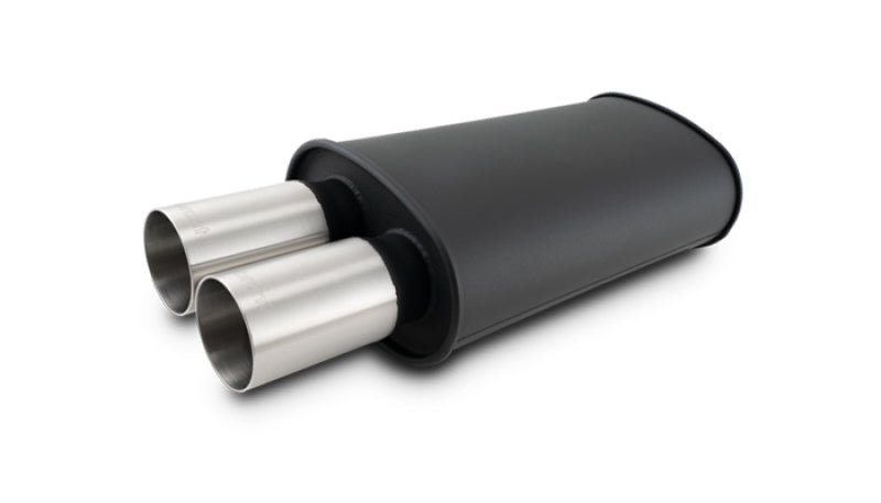 Vibrant StreetPower Flat Muffler Dual 304SS Brushed Tips 9in x 5in x 15in - 3in Dual Inlet-Muffler-Vibrant