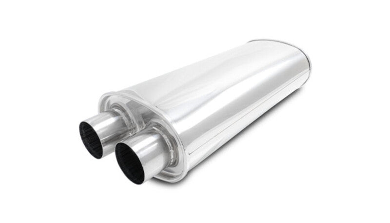 VIB10538-Vibrant Streetpower Oval Muffler 2.50in Dual Inlet/Outlet 18in Body Length-Muffler-Vibrant