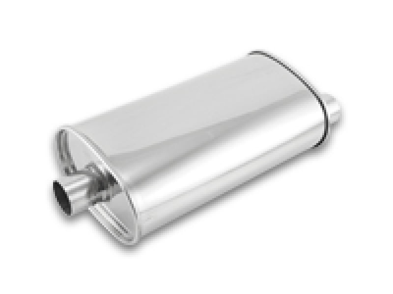 Vibrant StreetPower Oval Muffler - 2in Inlet/Dual Outlet (Center In - Offset Out) - Black Ops Auto Works