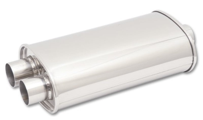 Vibrant StreetPower Oval Muffler 5in x 9in x 15in - 3in inlet/Dual Outlet (Center In - Dual Out) - Black Ops Auto Works