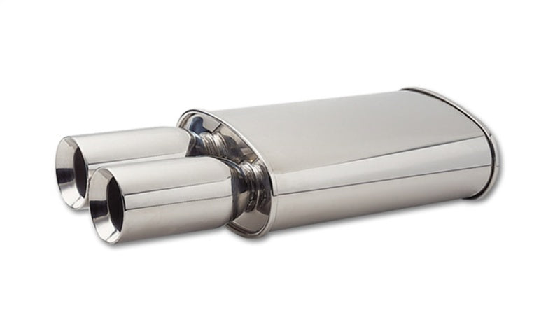 Vibrant StreetPower Oval Muffler w/ Dual 3.5in Round Tips Straight Cut Beveled Edge 2.5in inlet I.D. - Black Ops Auto Works