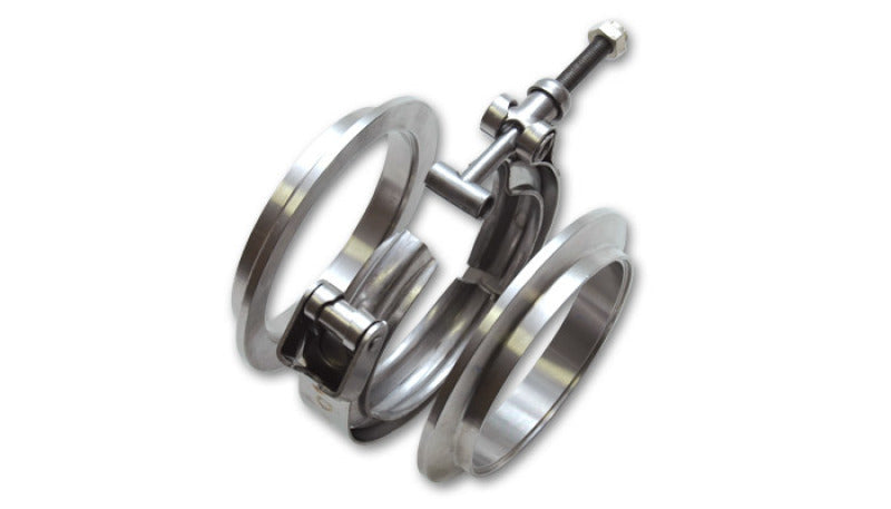 Vibrant T304 SS V-Band Flange Assembly for 1.75in O.D. Tubing incl 2 V-Band flanges & 1 V-Band Clamp - Black Ops Auto Works