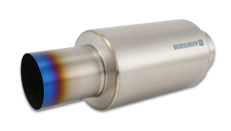 Vibrant Titanium Muffler w/Straight Cut Burnt Tip 4in Inlet / 4in Outlet - Black Ops Auto Works