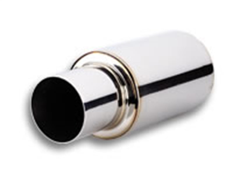 Vibrant TPV Turbo Round Muffler (17in Long) with 4in Round Tip Straight Cut - 3in inlet I.D. - Black Ops Auto Works