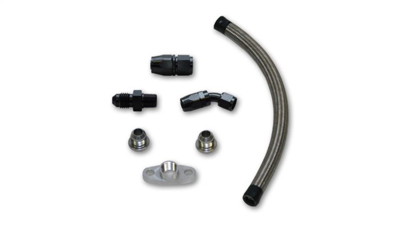 Vibrant Univ Oil Drain Kit incl 12in Teflon lined S.S. hose Fitting - Black Ops Auto Works