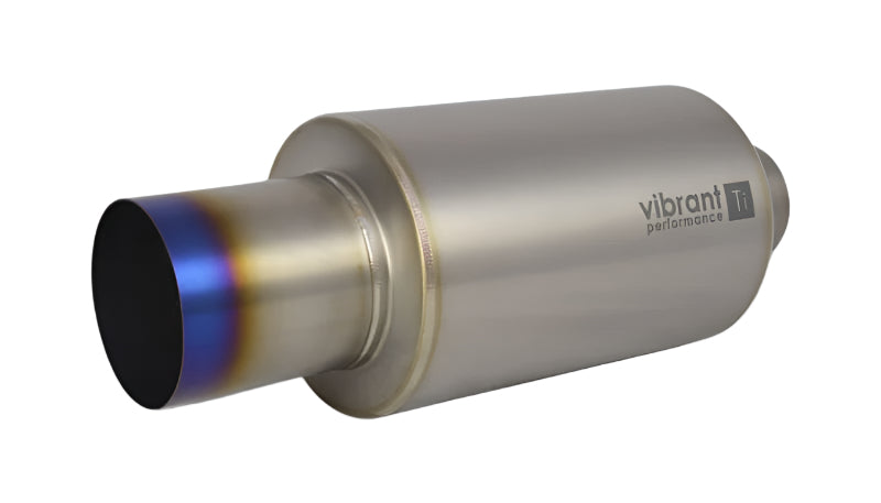 Vibrant Titanium Muffler w/Straight Cut Burnt Tip 2.5in. Inlet / 2.5in. Outlet - Vibrant 17560