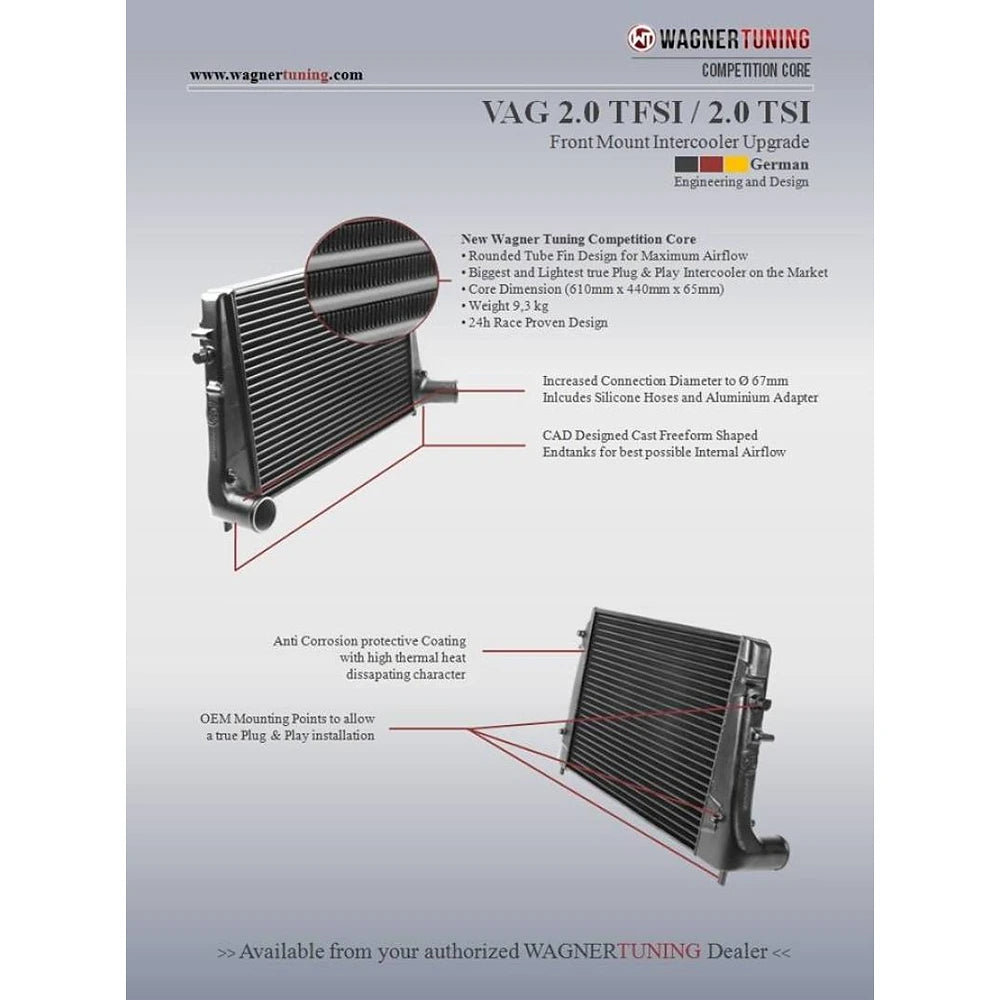 Wagner Tuning VAG 2.0L TFSI/TSI Competition Intercooler Kit - Wagner Tuning 200001034