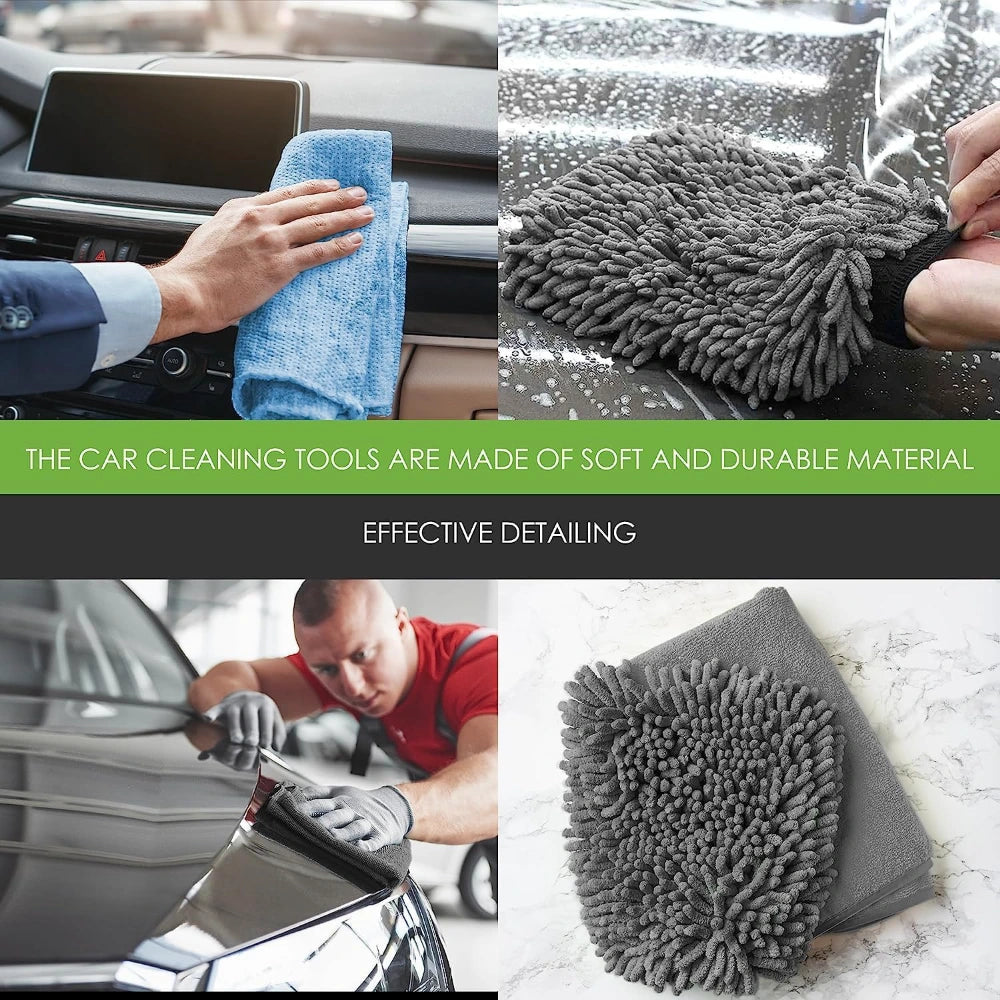 WASH & WHIPS WASH & WHIPS Car Wash Kit - 3-Gallon Bucket with Particle Interceptor Trap, Shampoo, Chenille Mitt & Microfiber Soft Towel, 5pcs