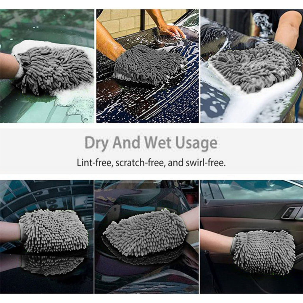 WASH & WHIPS Microfiber Chenille Car Cleaning Mitt - 2pk