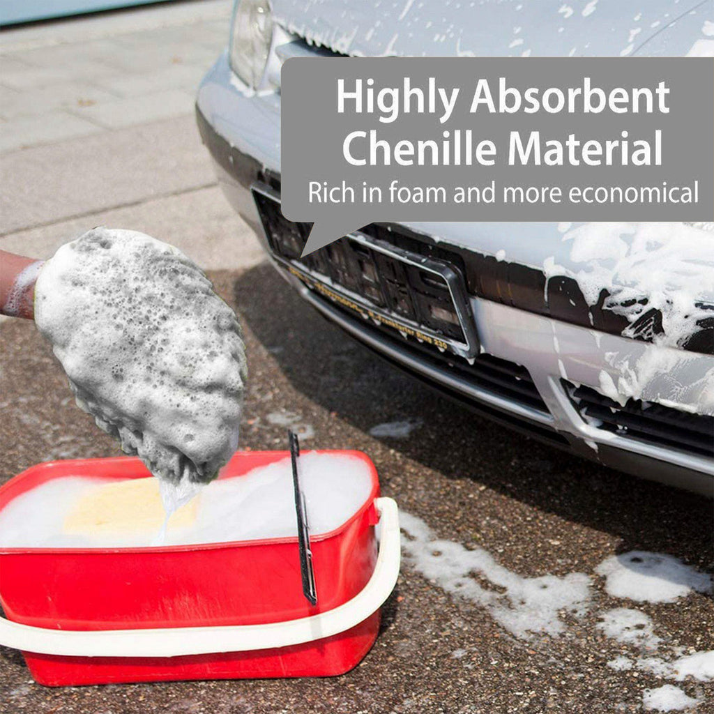 WASH & WHIPS Microfiber Chenille Car Cleaning Mitt - 2pk
