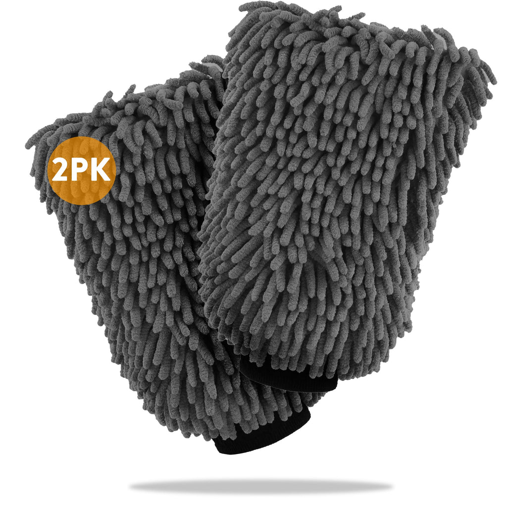 WASH & WHIPS Microfiber Chenille Car Cleaning Mitt - 2pk