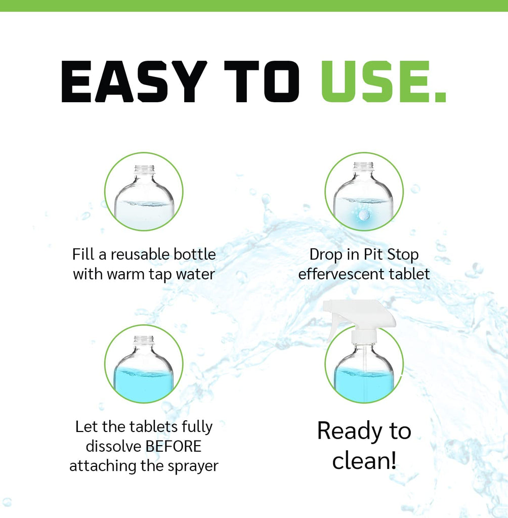 WASH & WHIPS Pit Stop Glass Cleaner / All Surface Cleaner Refill Tablets (Makes 5 Gallons)