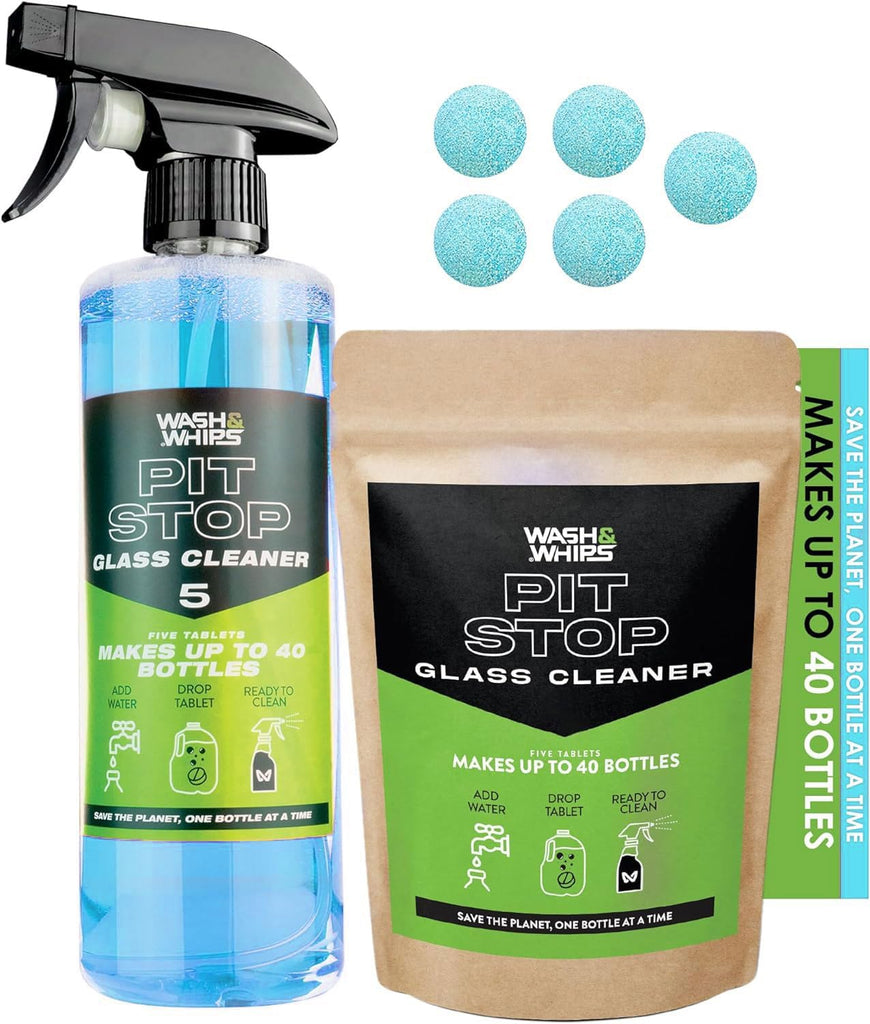 WASH & WHIPS Pit Stop Glass Cleaner / All Surface Cleaner Refill Tablets (Makes 5 Gallons)